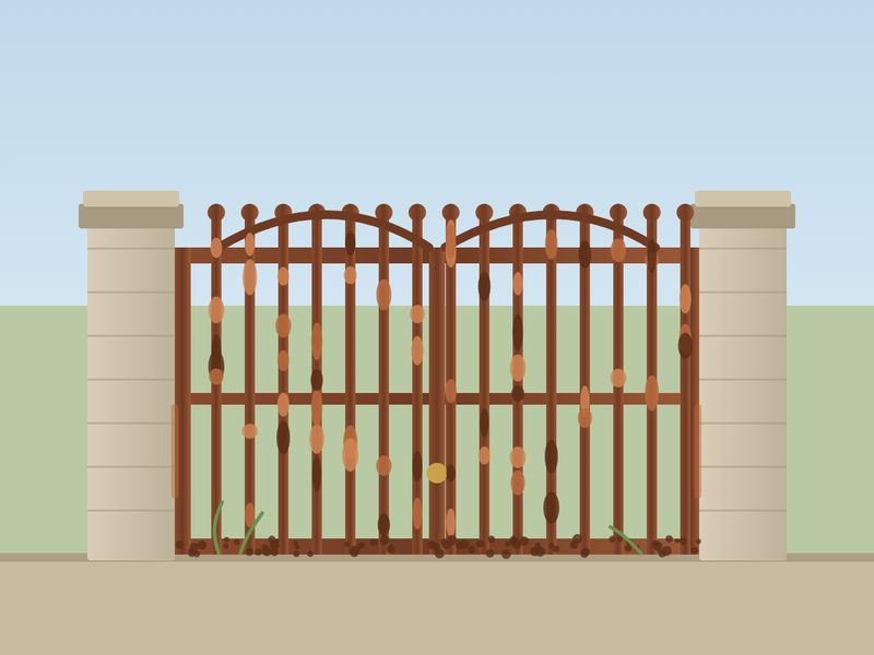 Gate and railings restored — Before